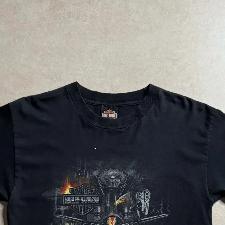 Vintage Harley-Davidson Black Cropped T-shirt - 3XS Top
