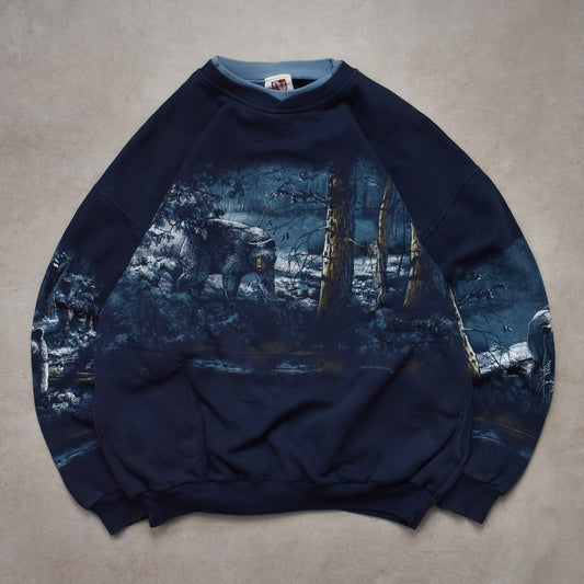 Vintage Art Unlimited Sportswear Navy Bear Graphic Sweater - XL sullivansvintage