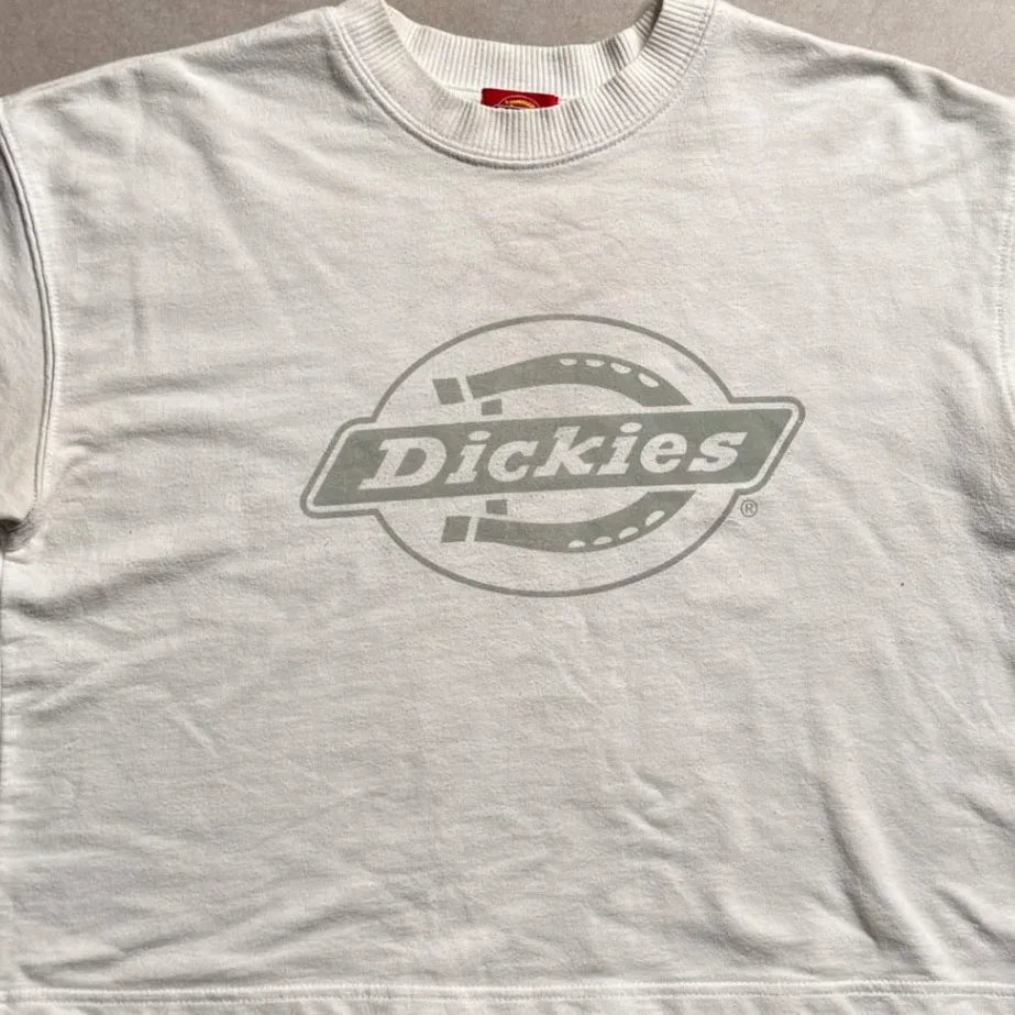 Vintage Dickies White Crop Top T-shirt - XS Center