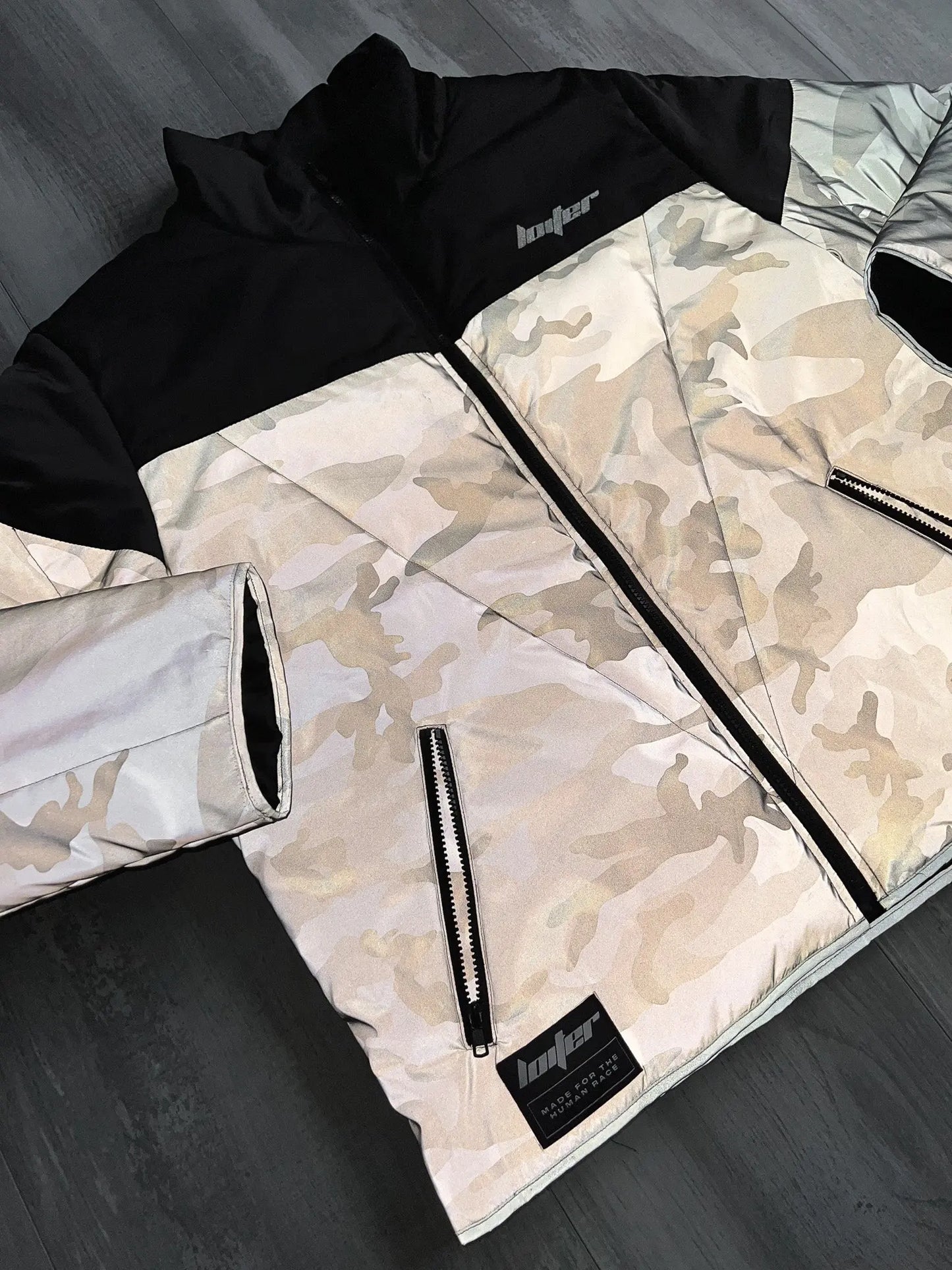 Loiter Camo Puffer Reflective Jacket - M sullivansvintage