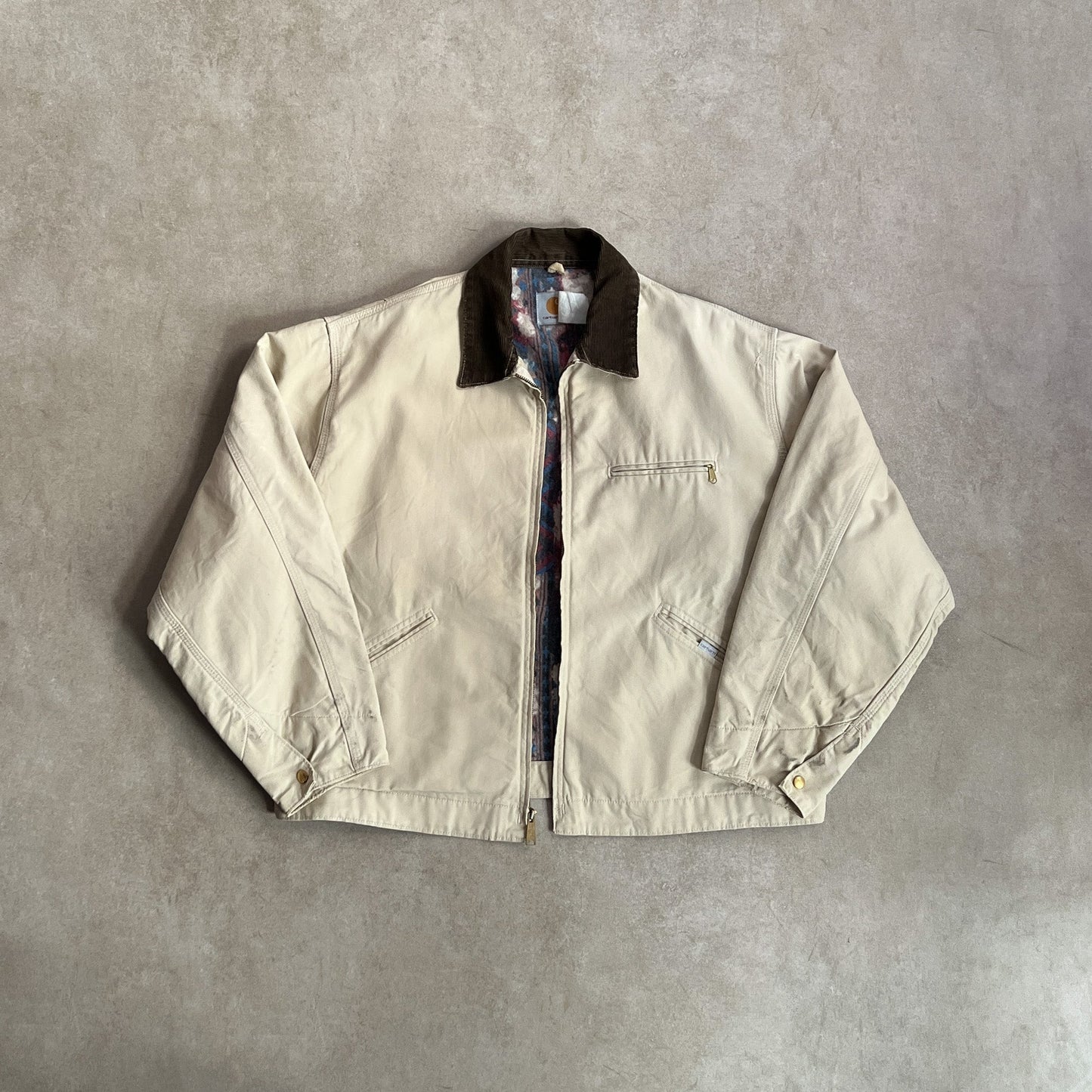 1990s Carhartt Aztec Lined Beige Detroit Jacket - L sullivansvintage