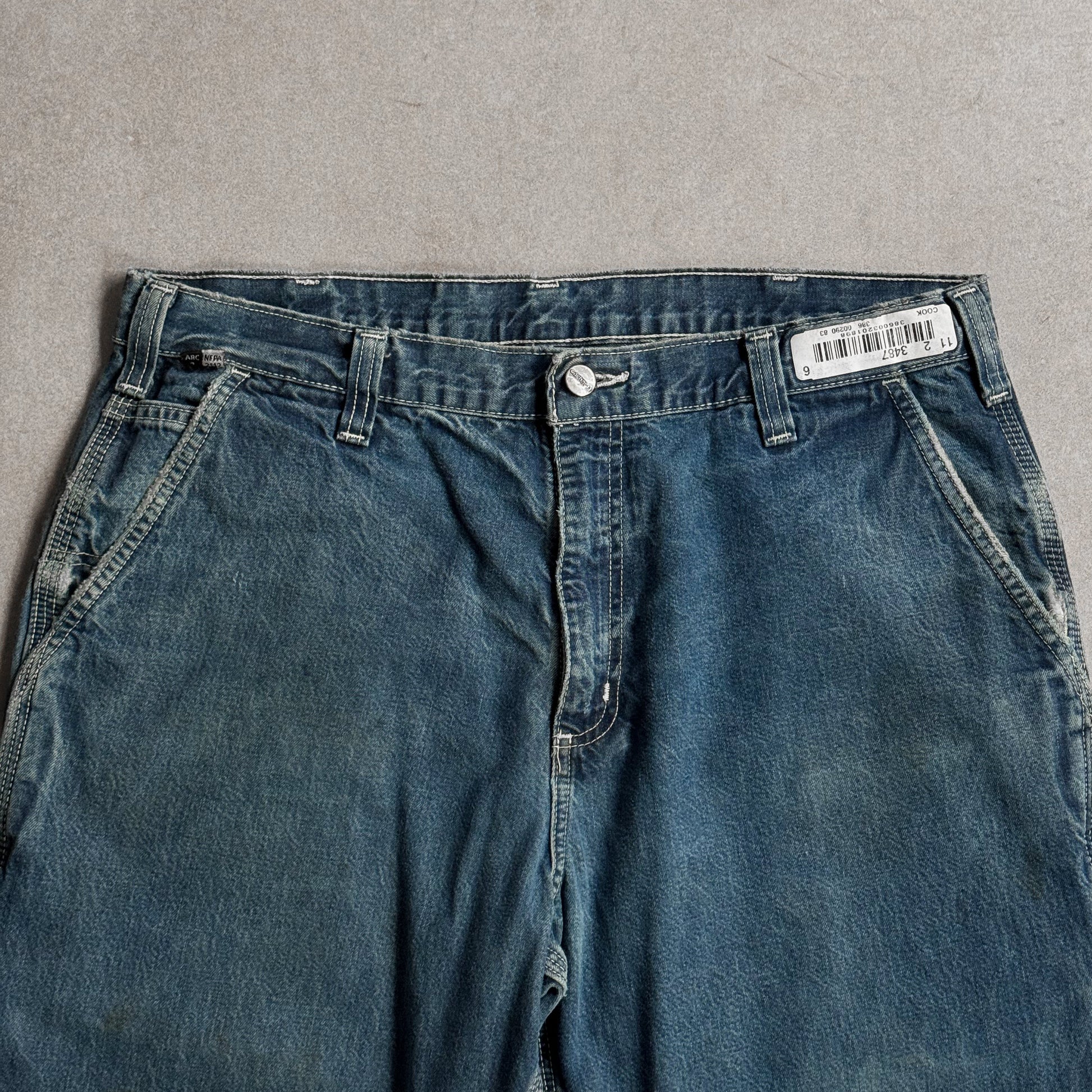 1990s Carhartt FR Flame Resistant Carpenter's Blue Jeans - 36 sullivansvintage