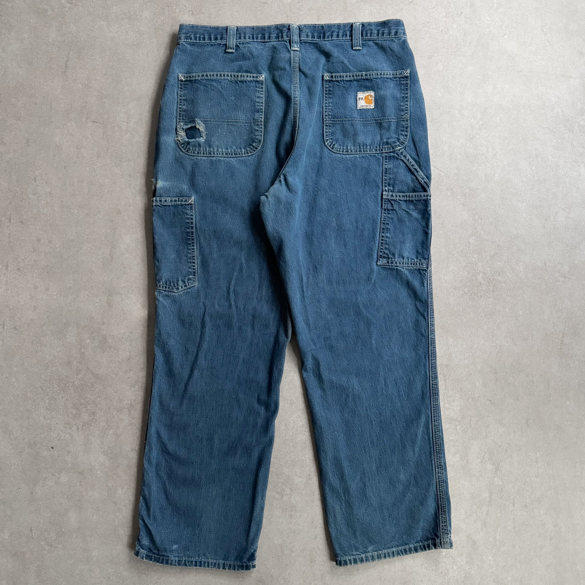 1990s Carhartt FR Flame Resistant Carpenter's Blue Jeans - 36 sullivansvintage