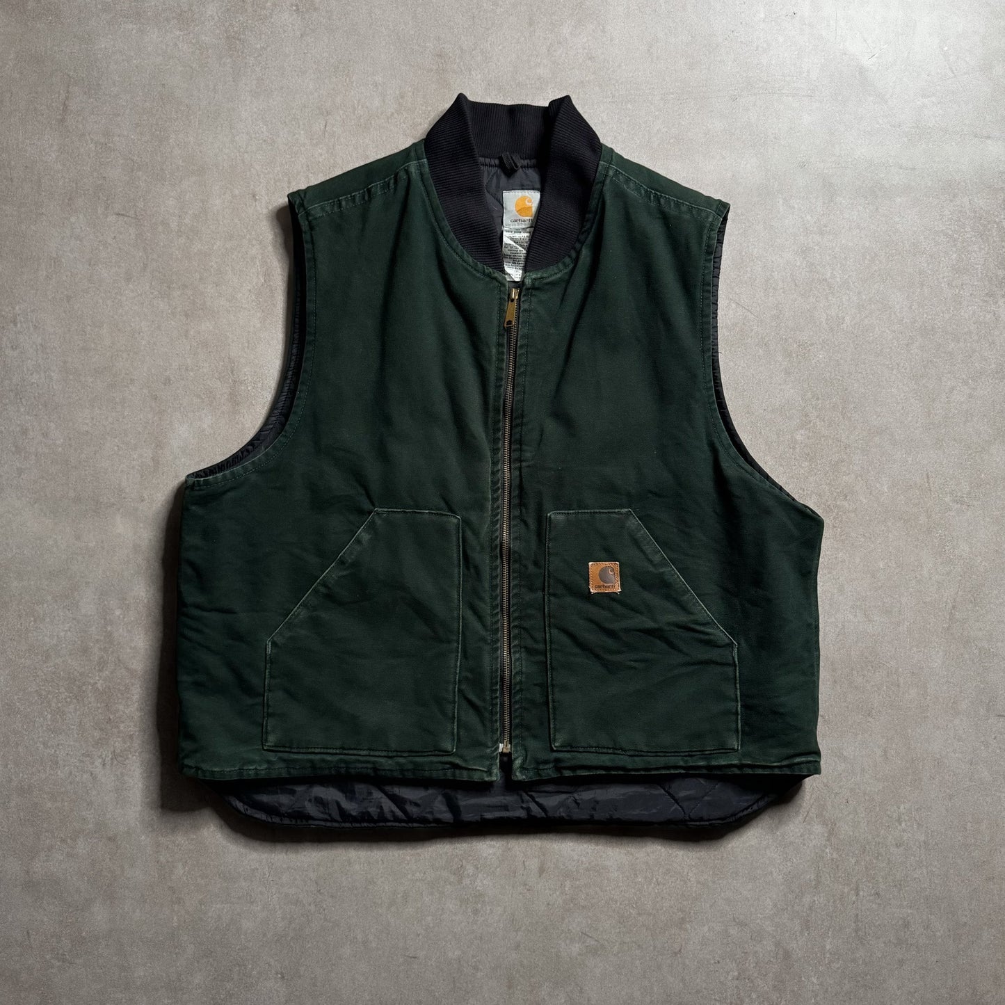 1990s Carhartt Quilt Lined Green Vest - 2XL sullivansvintage