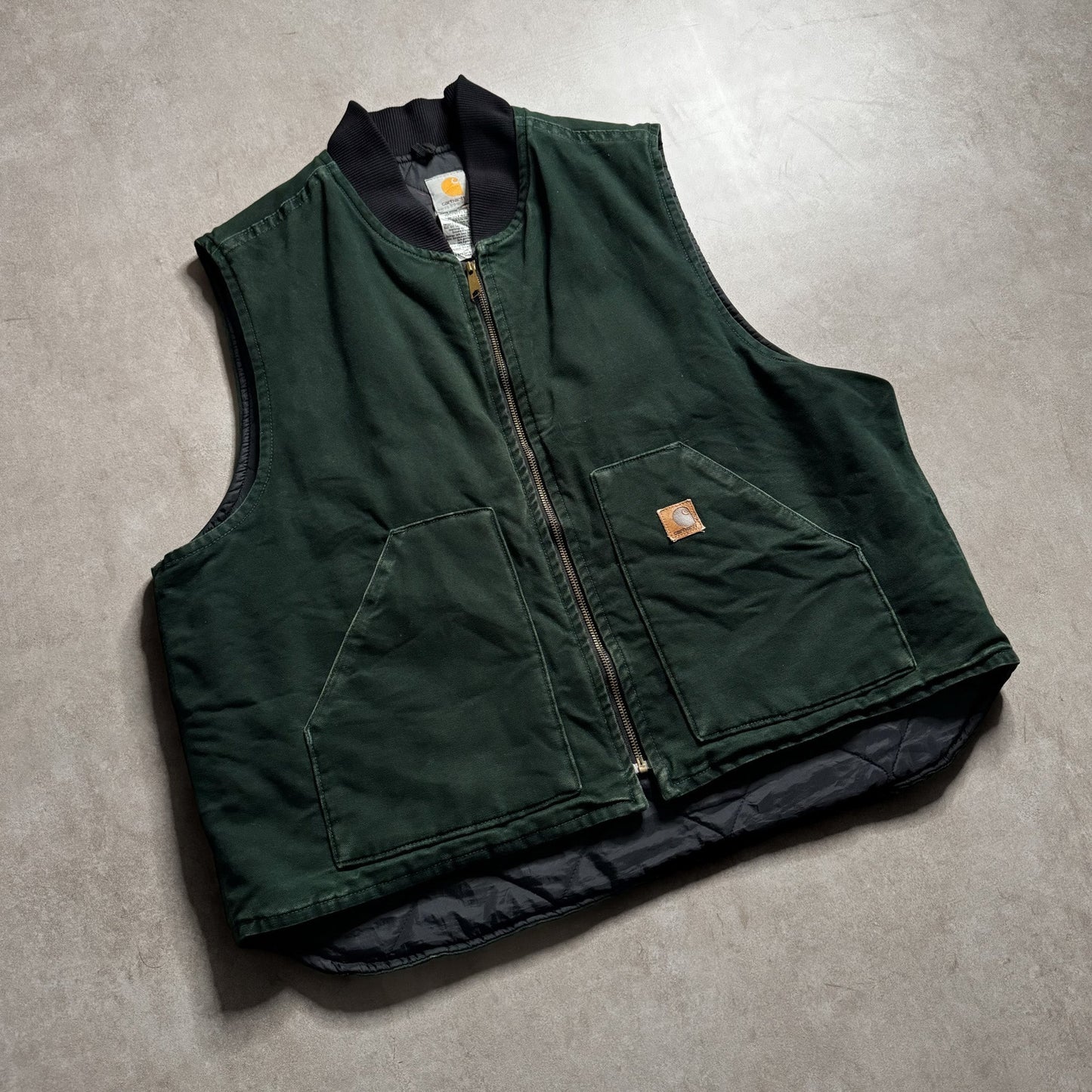 1990s Carhartt Quilt Lined Green Vest - 2XL sullivansvintage