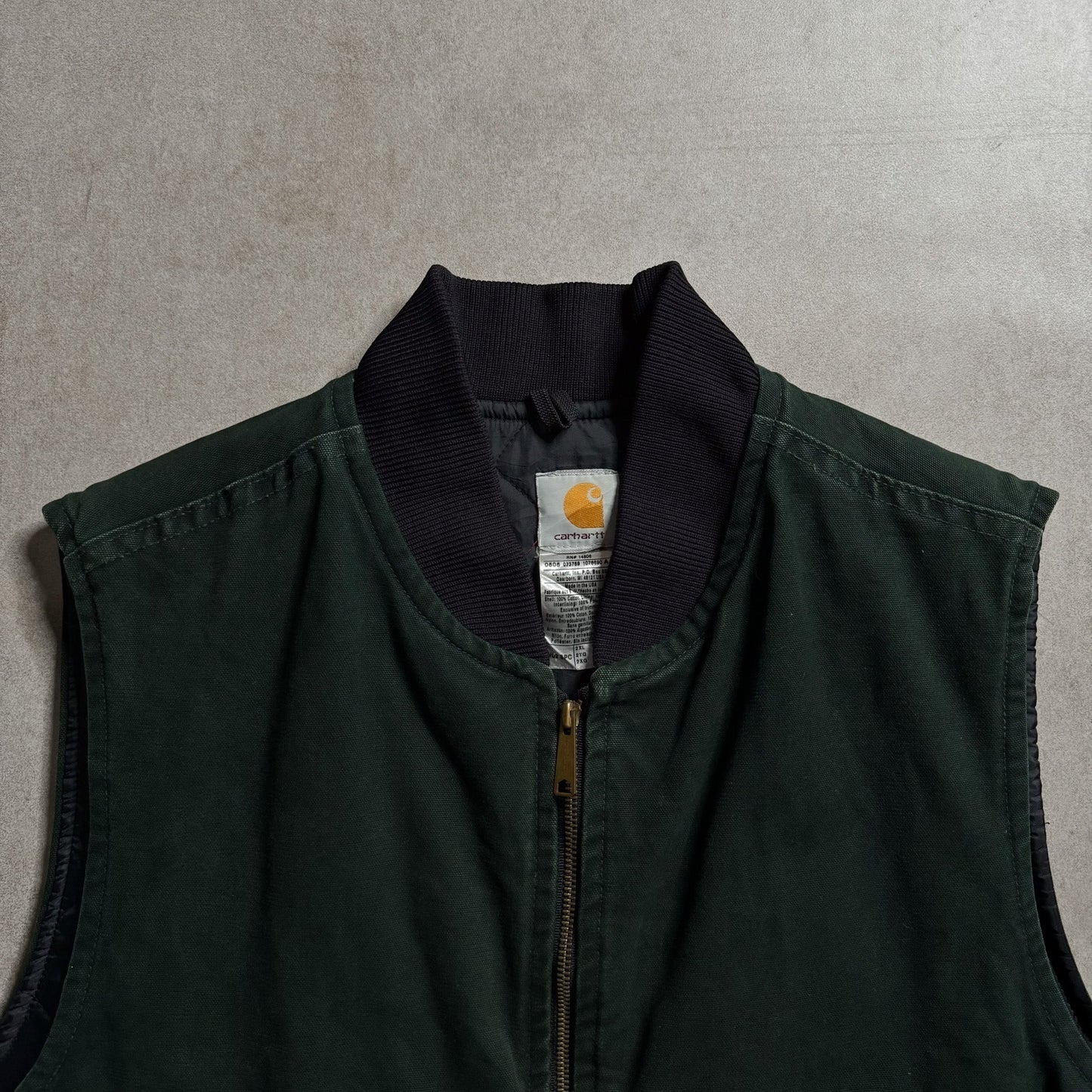 1990s Carhartt Quilt Lined Green Vest - 2XL sullivansvintage