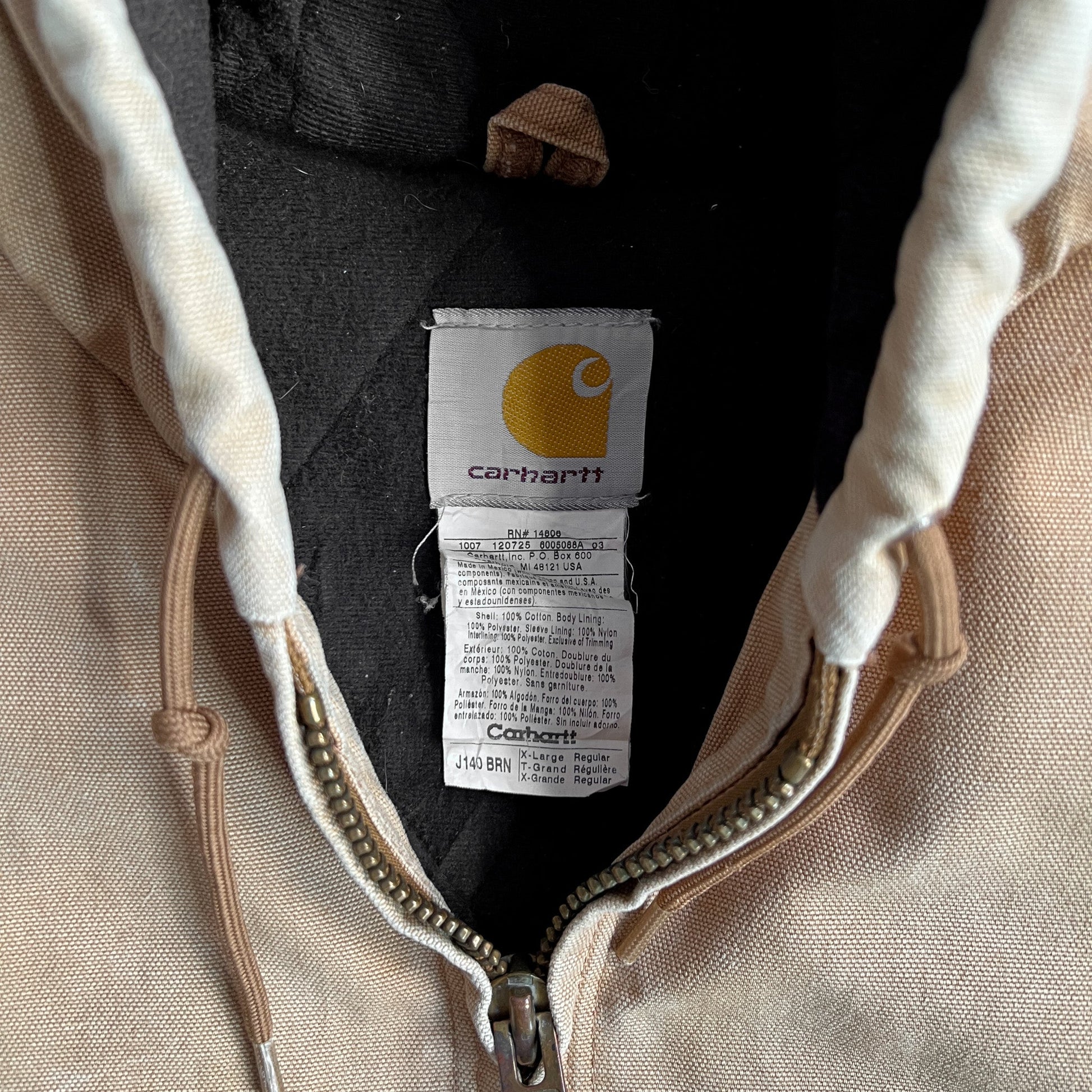 1990s Carhartt Tan Active Hoodie Jacket - XL sullivansvintage