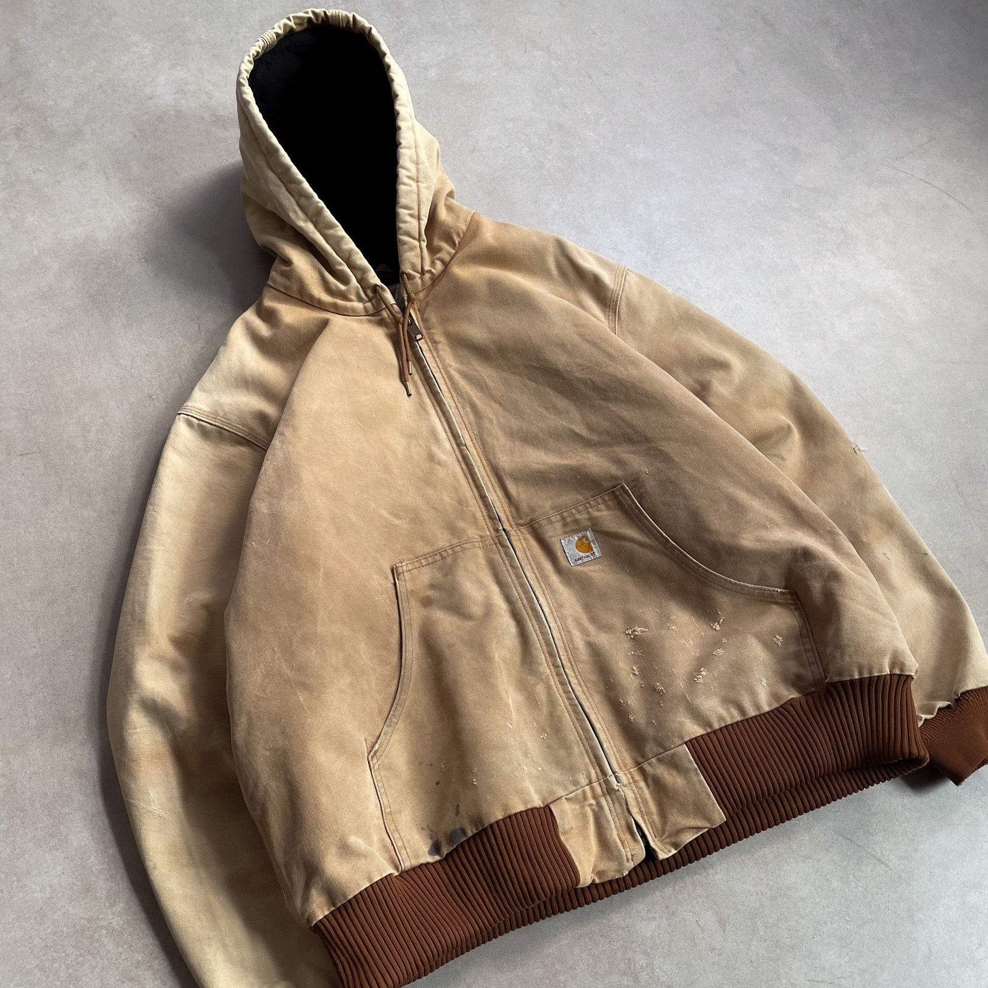 1990s Carhartt Tan Active Hoodie Jacket - XL sullivansvintage