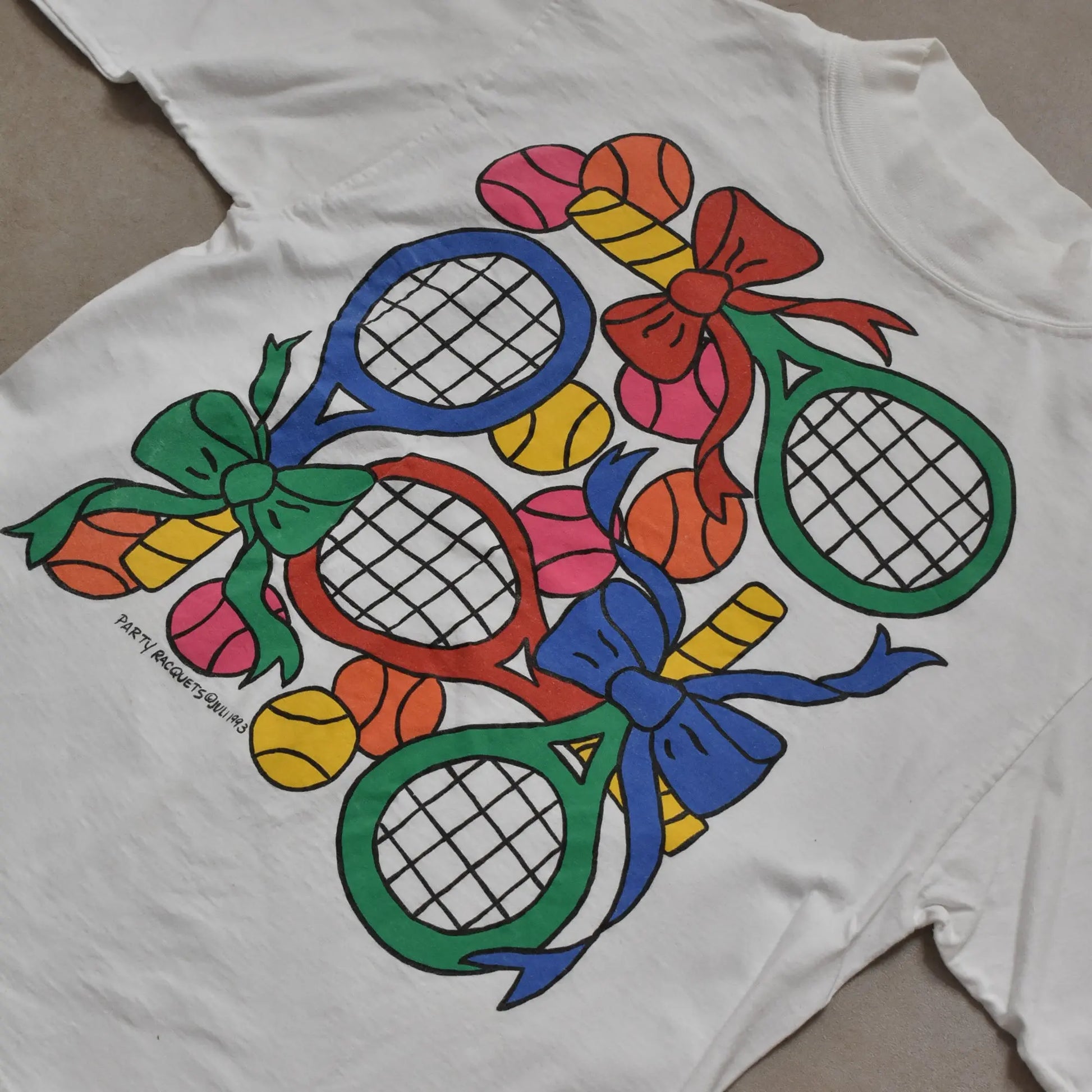 1993 Juli Party Racquets White Longsleeve - L sullivansvintage