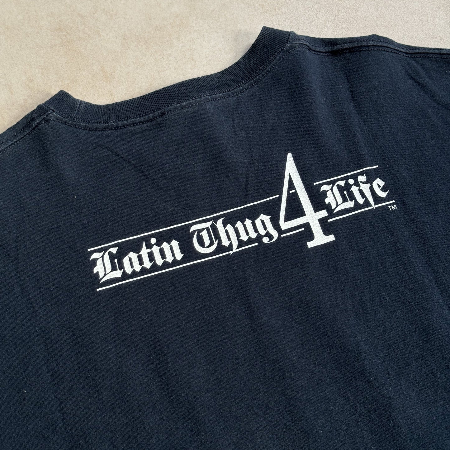 2000s Latin Thug Wear Navy Tee - 2XL sullivansvintage