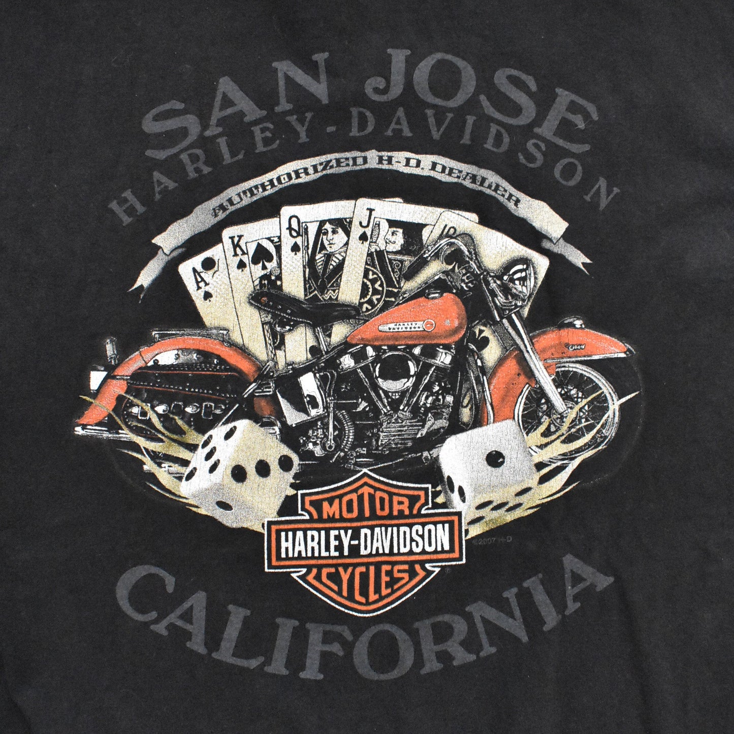 2007 Harley Davidson San Jose Faded Black T-Shirt - L sullivansvintage