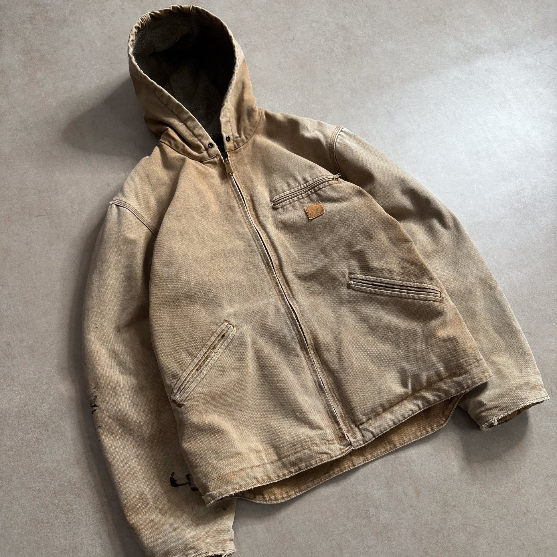 Carhartt Tan Hooded Detroit Jacket - M sullivansvintage