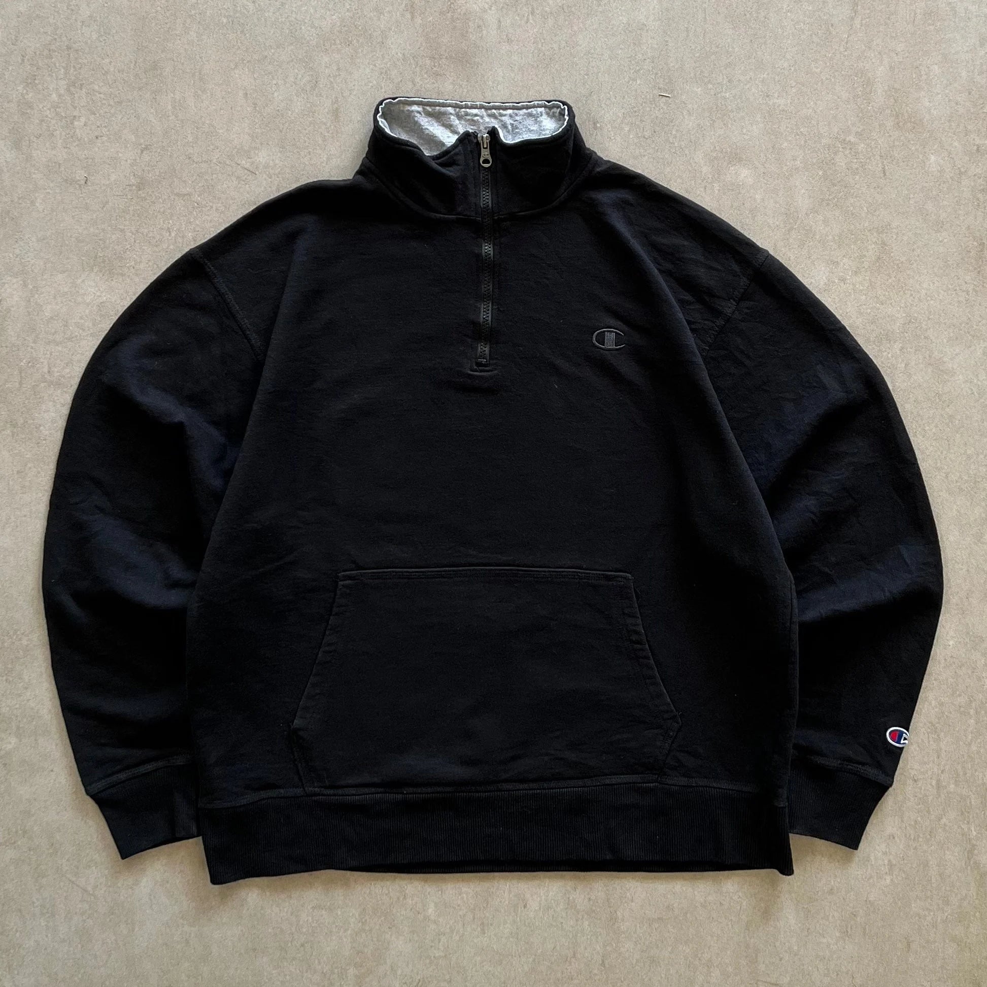 Champion-Black-Quarter-Zip-Jacket-L-sullivansvintage