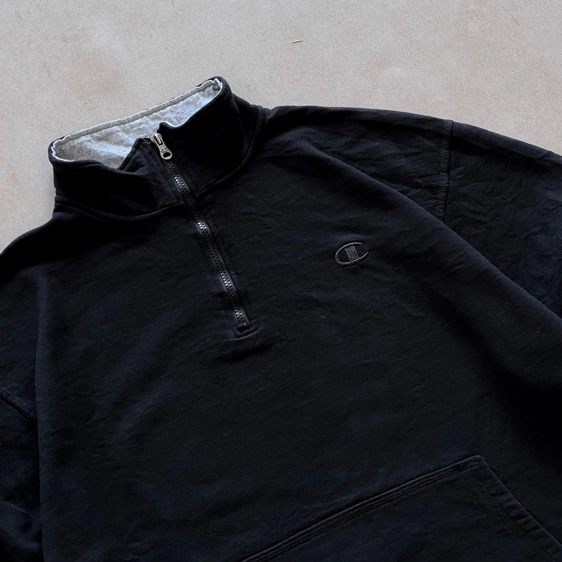 Champion-Black-Quarter-Zip-Jacket-L-sullivansvintage