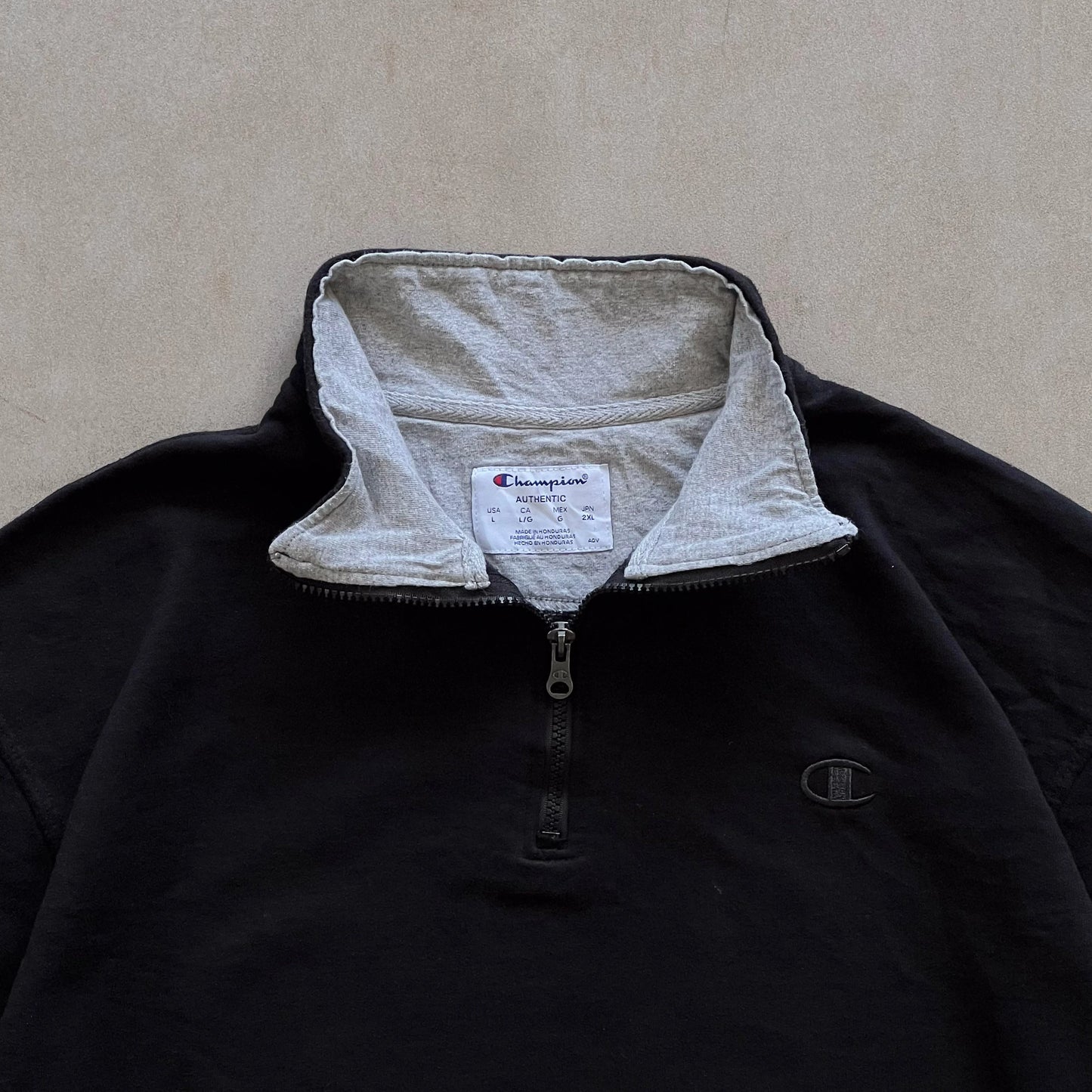 Champion-Black-Quarter-Zip-Jacket-L-sullivansvintage