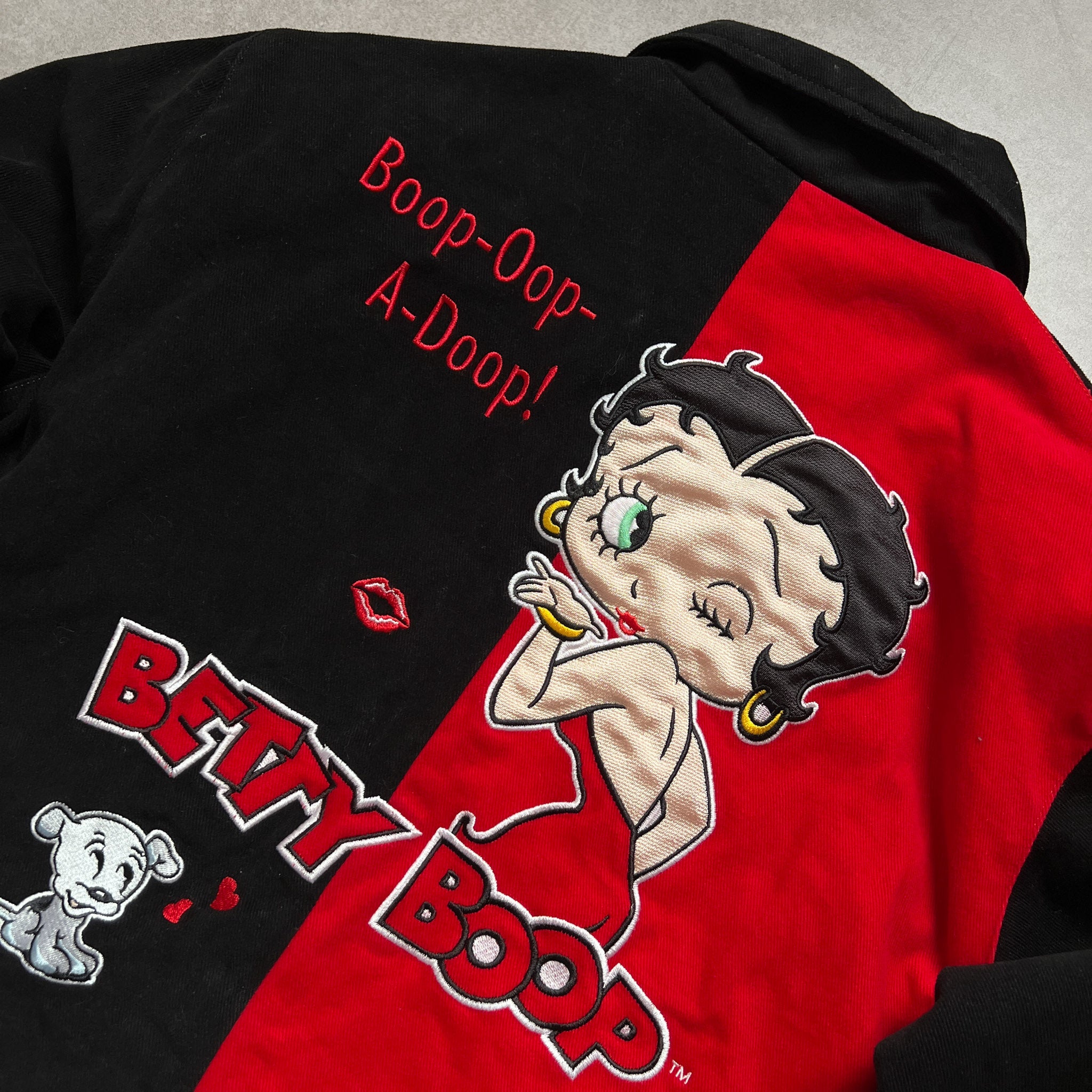 2000s JH Design Betty Boop Black Red Racing Jacket 2XL sullivansvintage