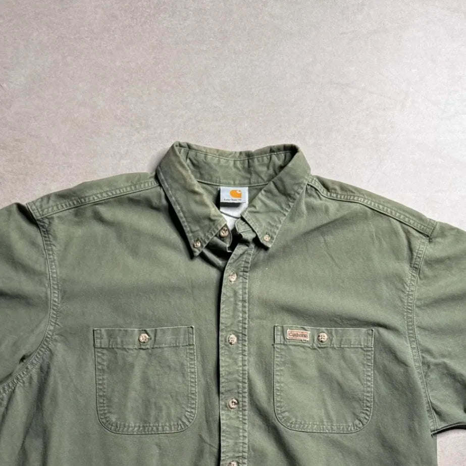 Vintage Carhartt Green Button Down Shirt - XXL Top