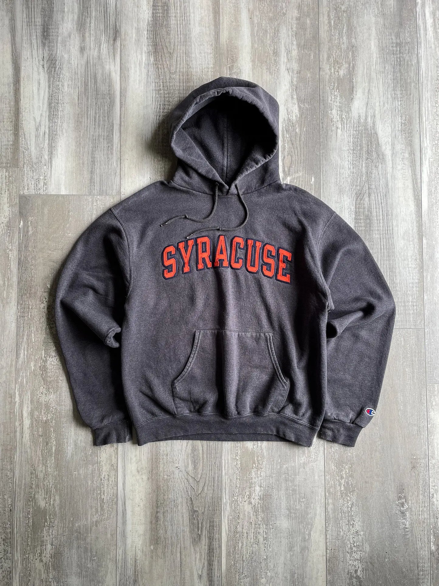 1990's Syracuse Champion Hoodie Charcoal Grey - M sullivansvintage