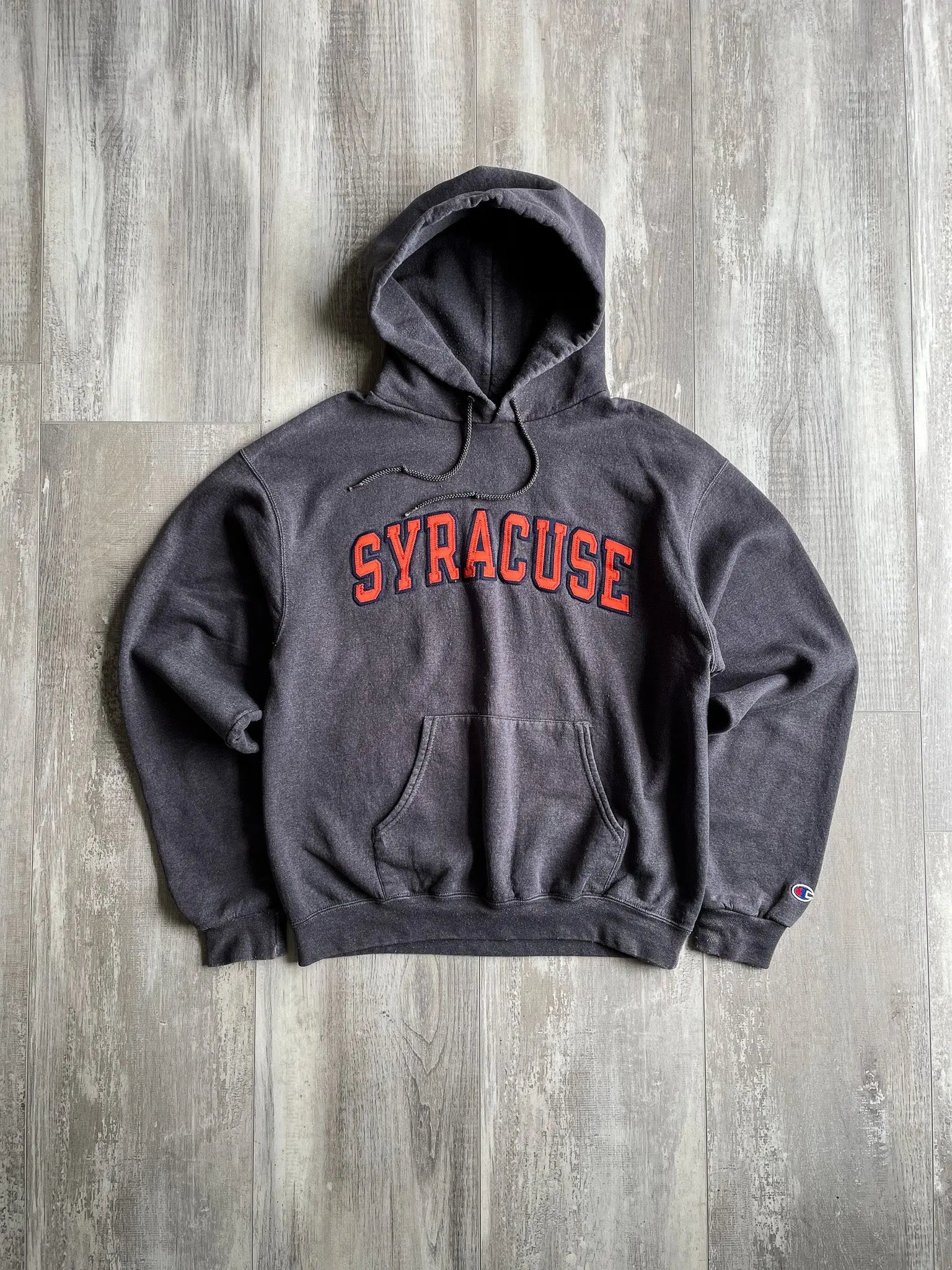 1990's Syracuse Champion Hoodie Charcoal Grey - M sullivansvintage