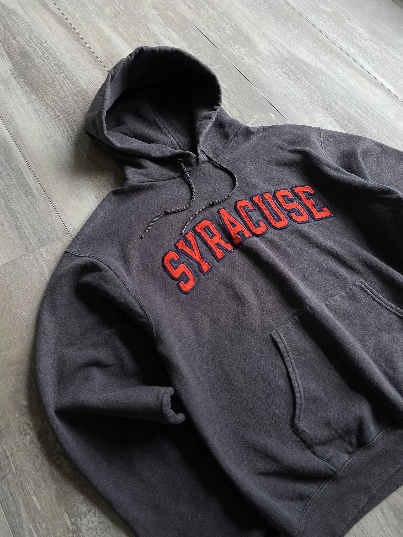1990's Syracuse Champion Hoodie Charcoal Grey - M sullivansvintage