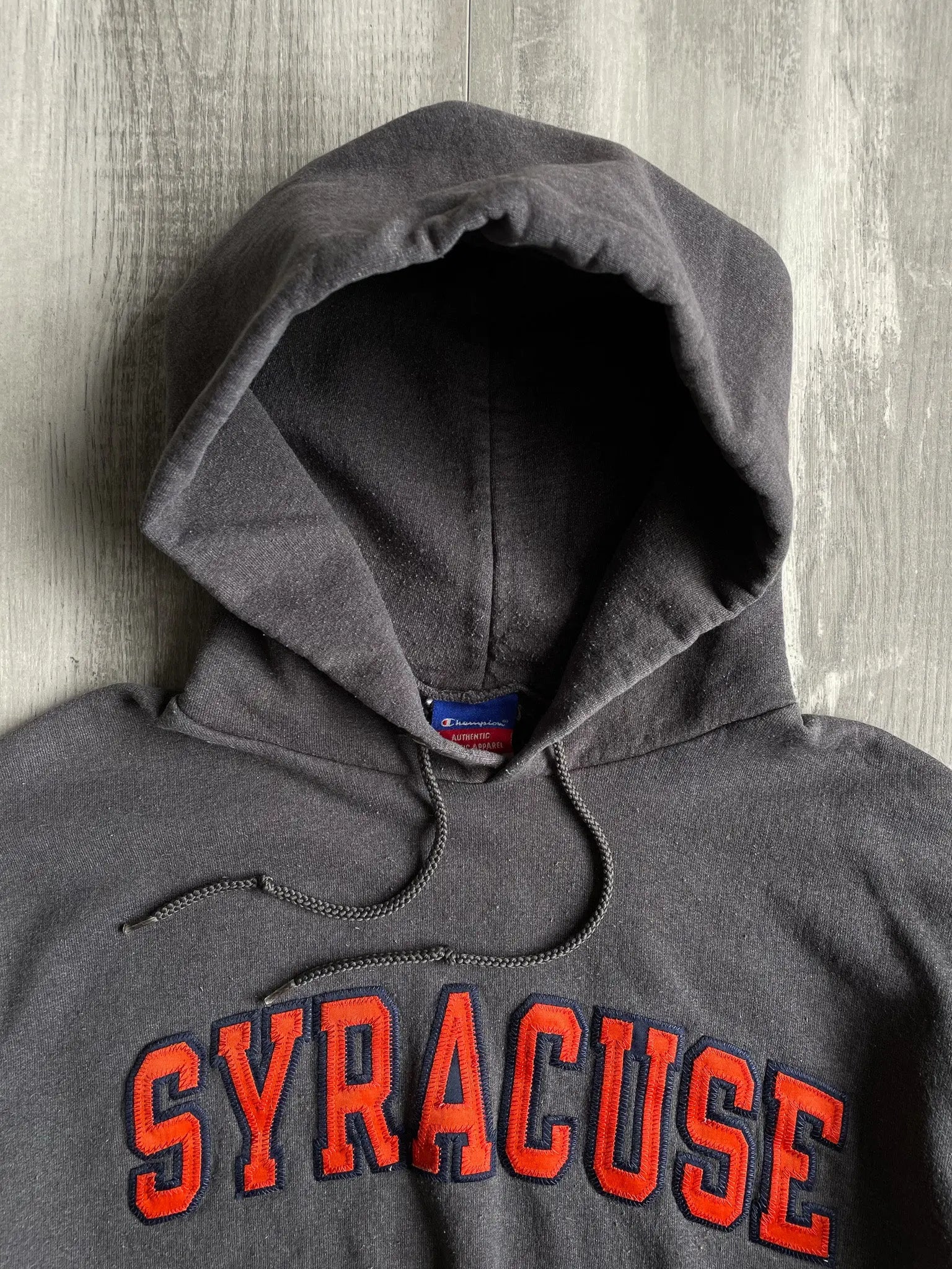 1990's Syracuse Champion Hoodie Charcoal Grey - M sullivansvintage