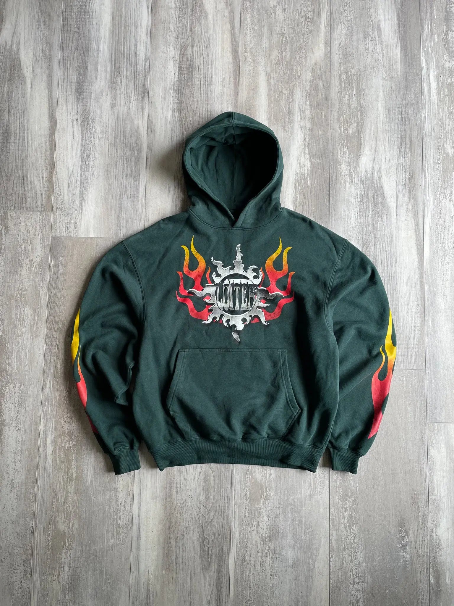 Loiter Biker Hoodie Green - M sullivansvintage