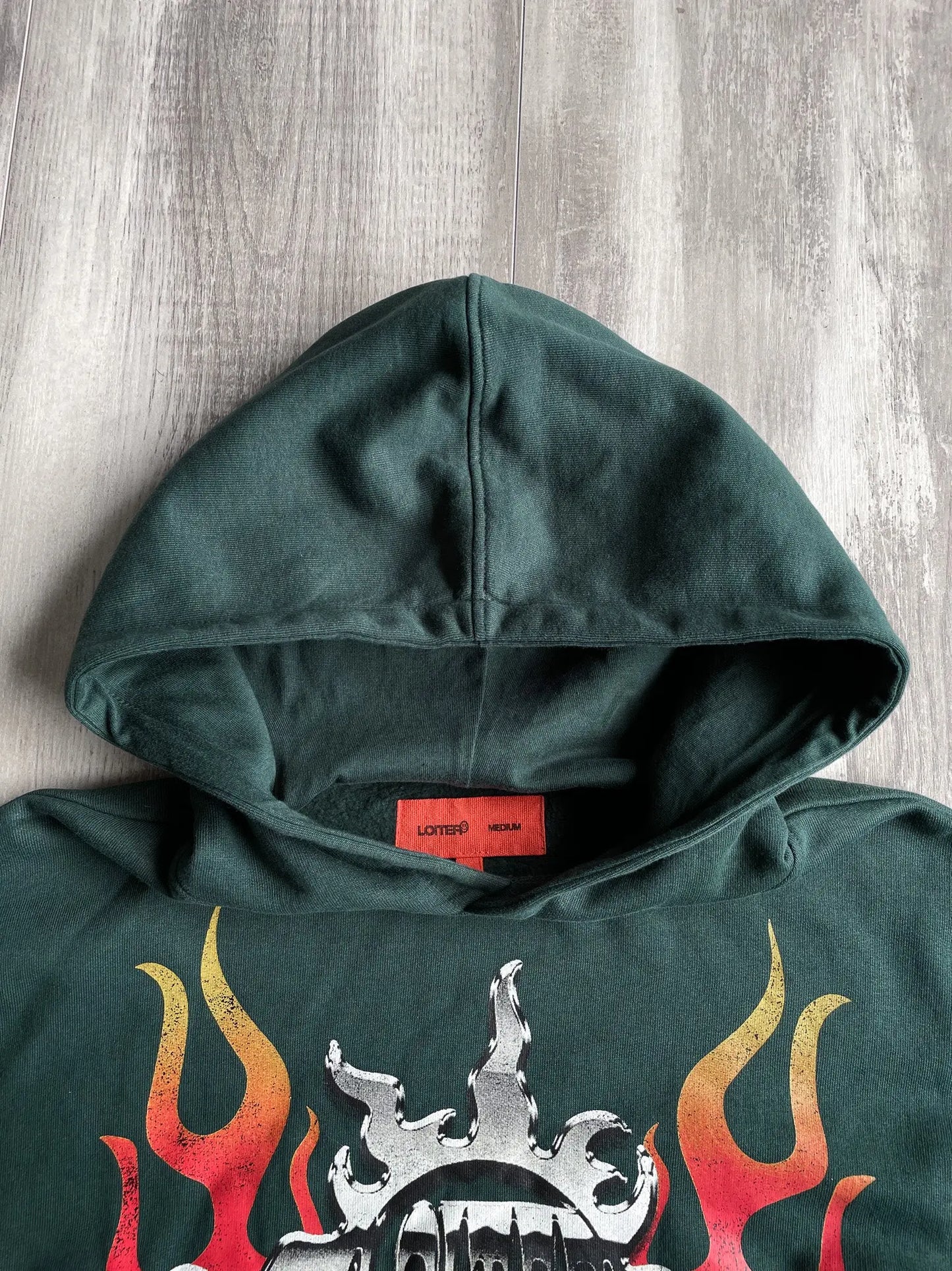 Loiter Biker Hoodie Green - M sullivansvintage