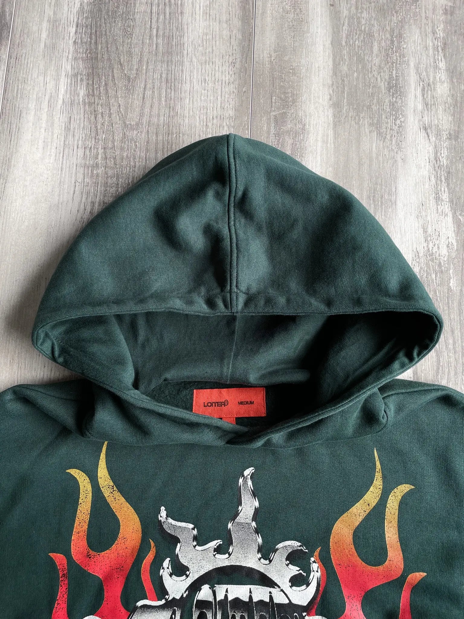 Loiter Biker Hoodie Green - M sullivansvintage