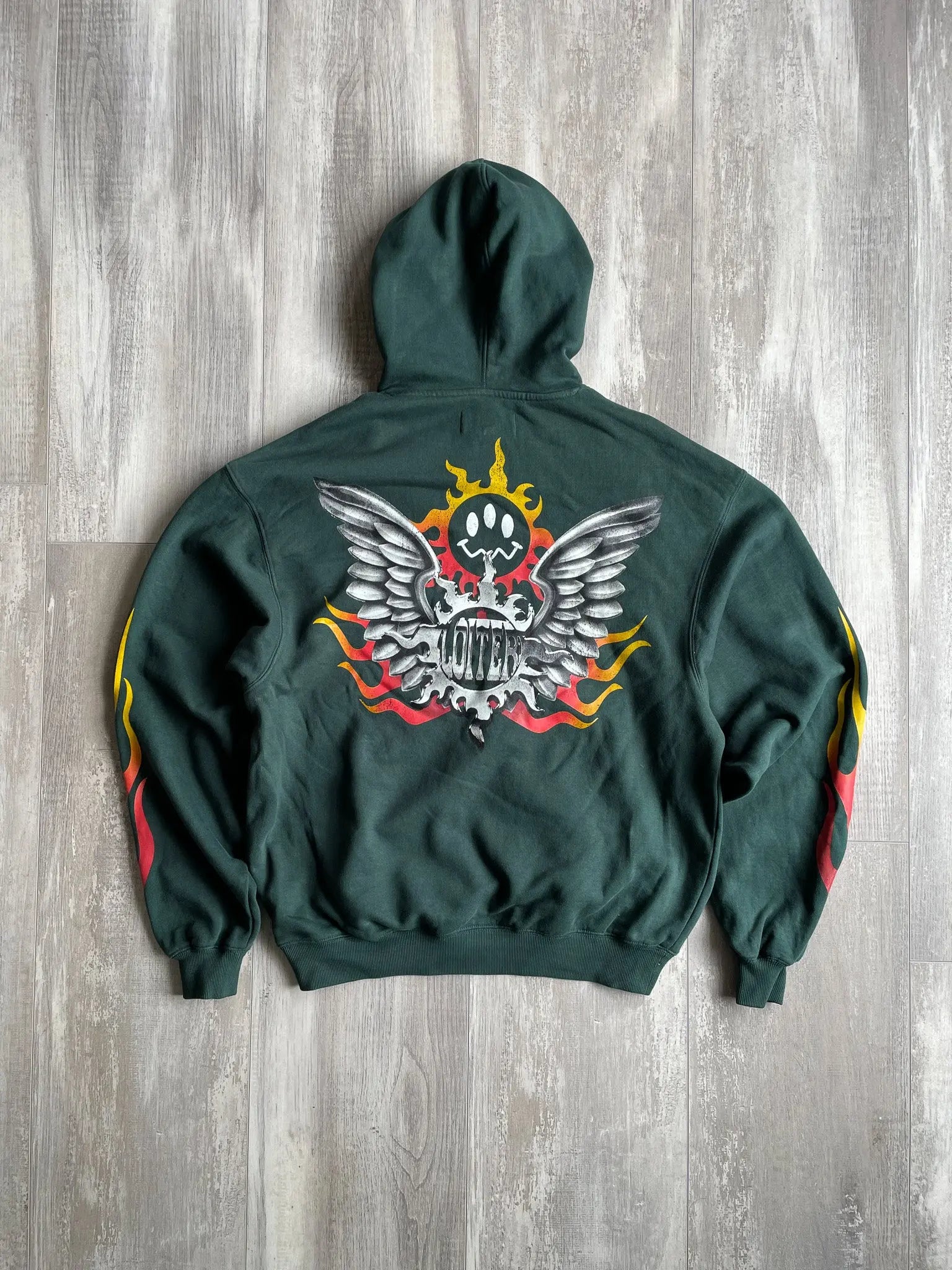 Loiter Biker Hoodie Green - M sullivansvintage