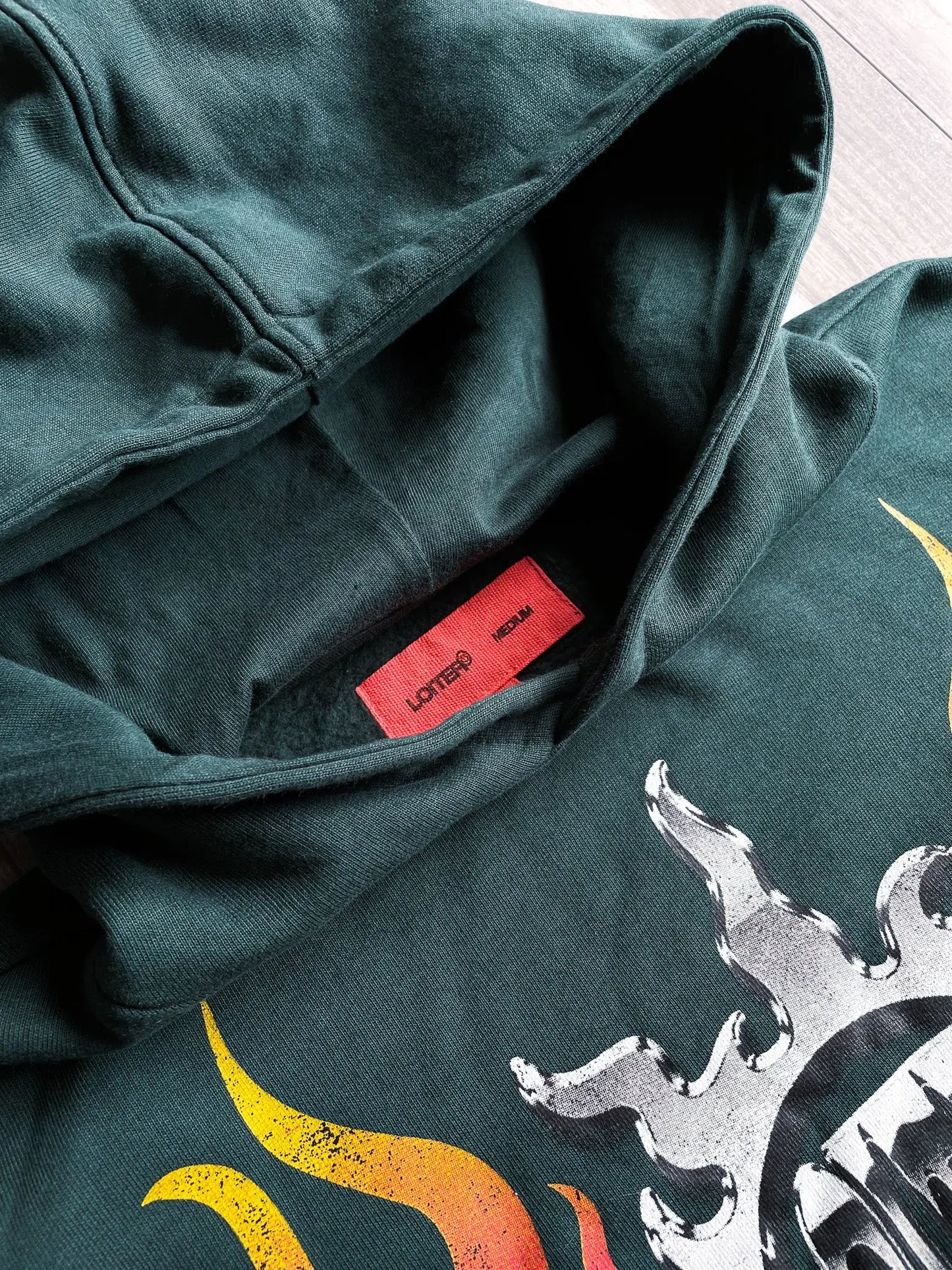 Loiter Biker Hoodie Green - M sullivansvintage