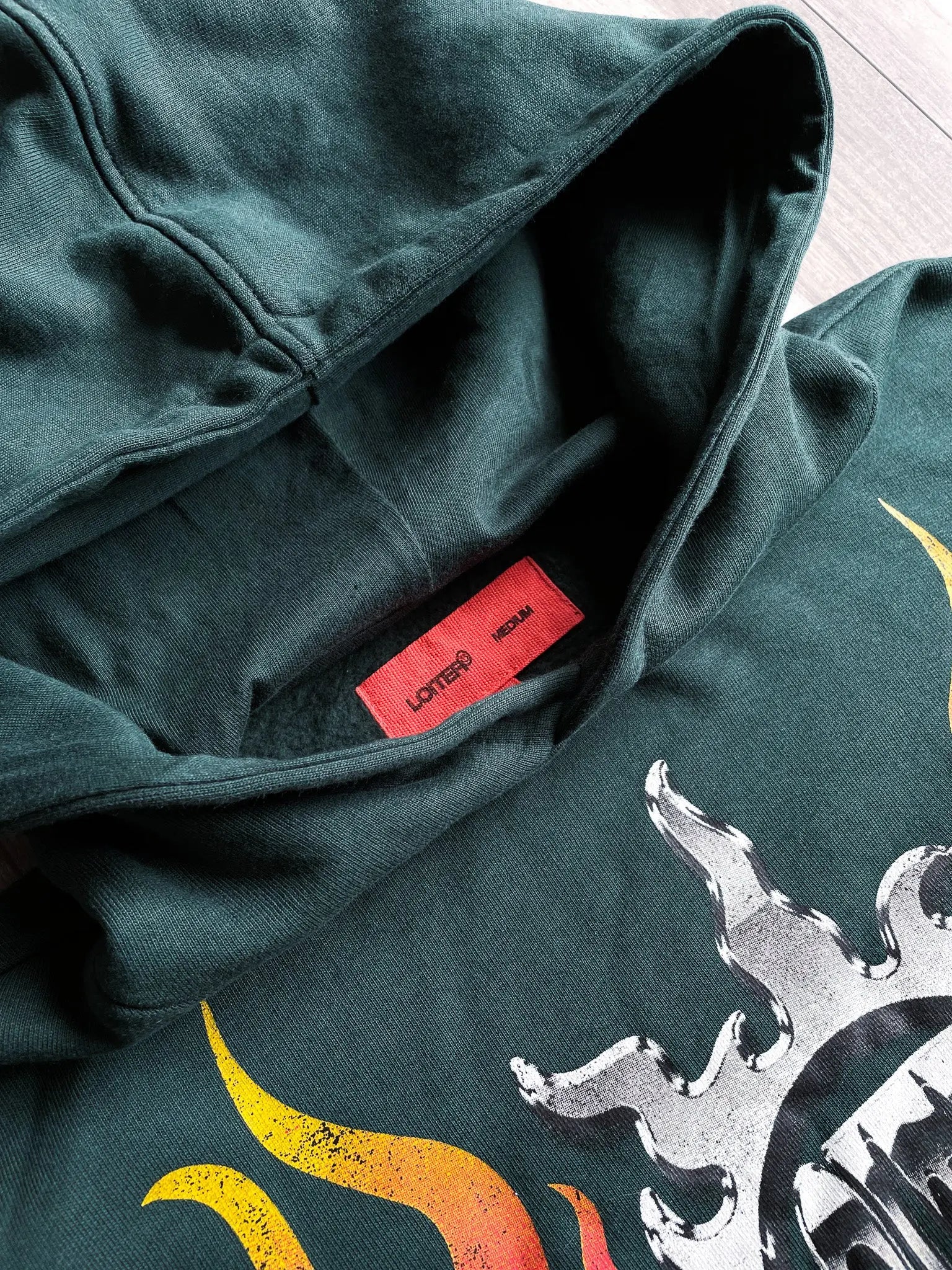 Loiter Biker Hoodie Green - M sullivansvintage