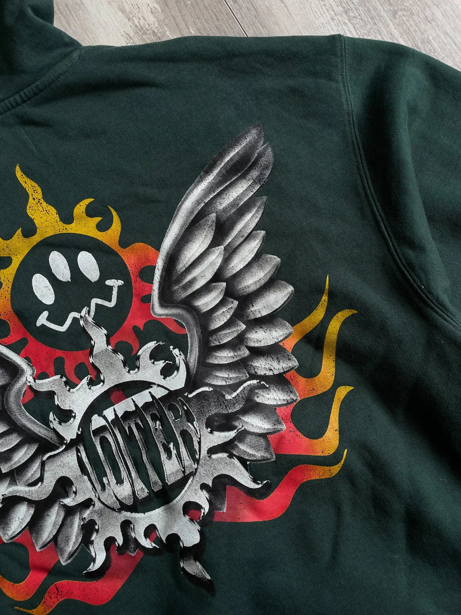 Loiter Biker Hoodie Green - M sullivansvintage
