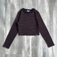 SBRN Striped Black/Red Long Sleeve Crop Top - 12 sullivansvintage